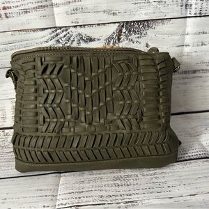 Cato Green Quilted Crossbody Bag with Tire Tread Pattern